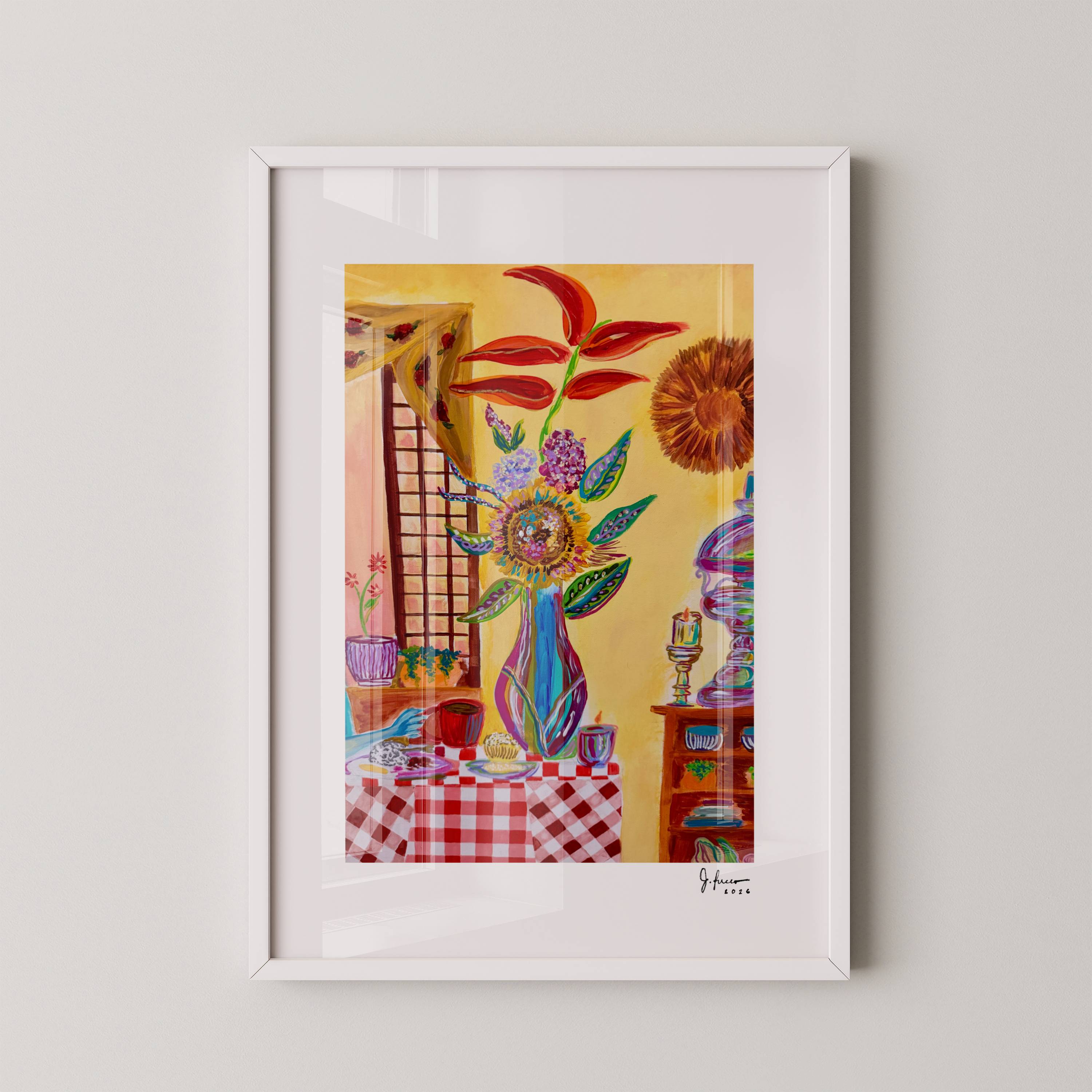 "Coffee and Flowers" Framed Print