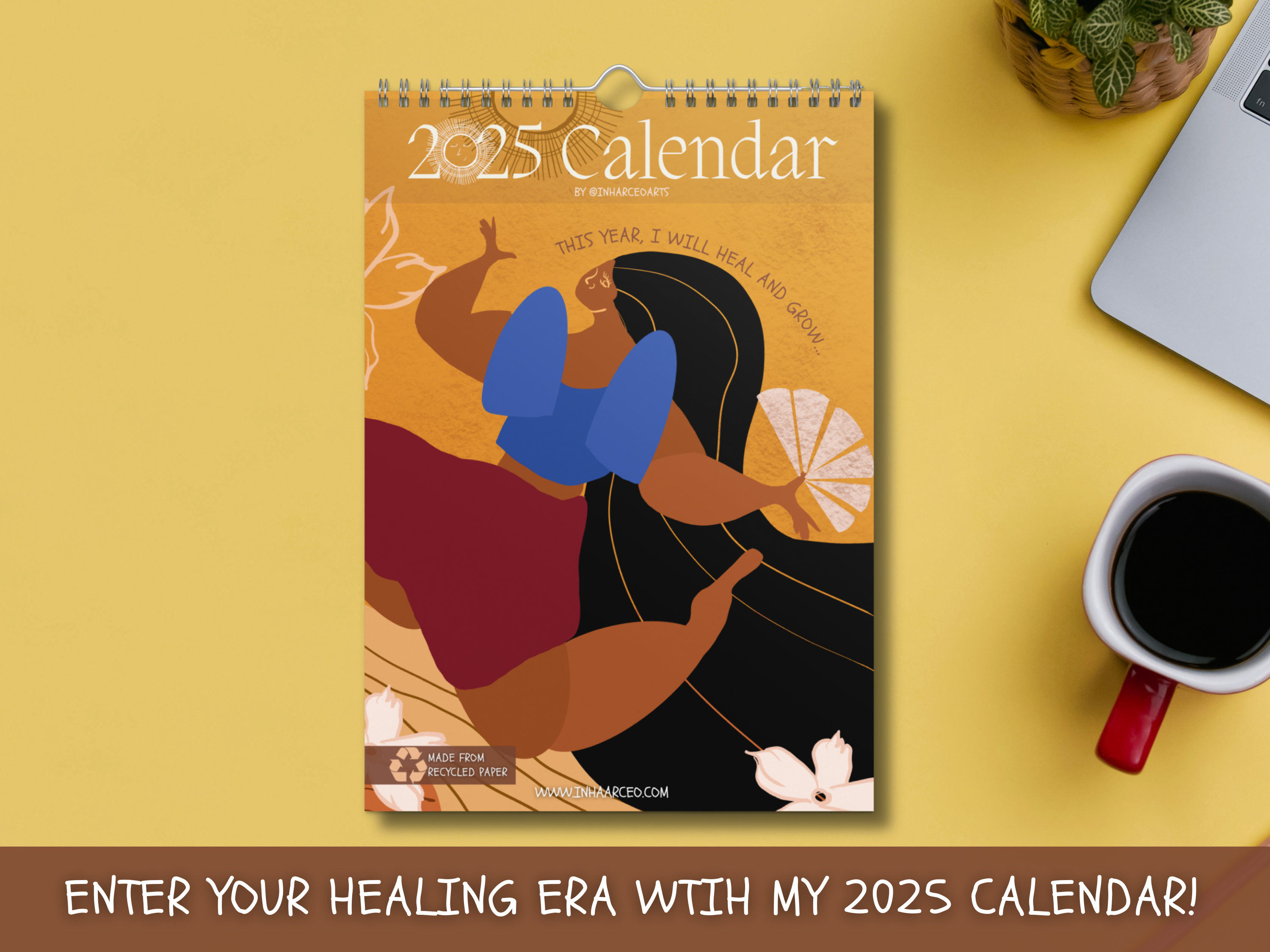 2025 Art Wall Calendar I Want to Heal and Grow (International Shipping)