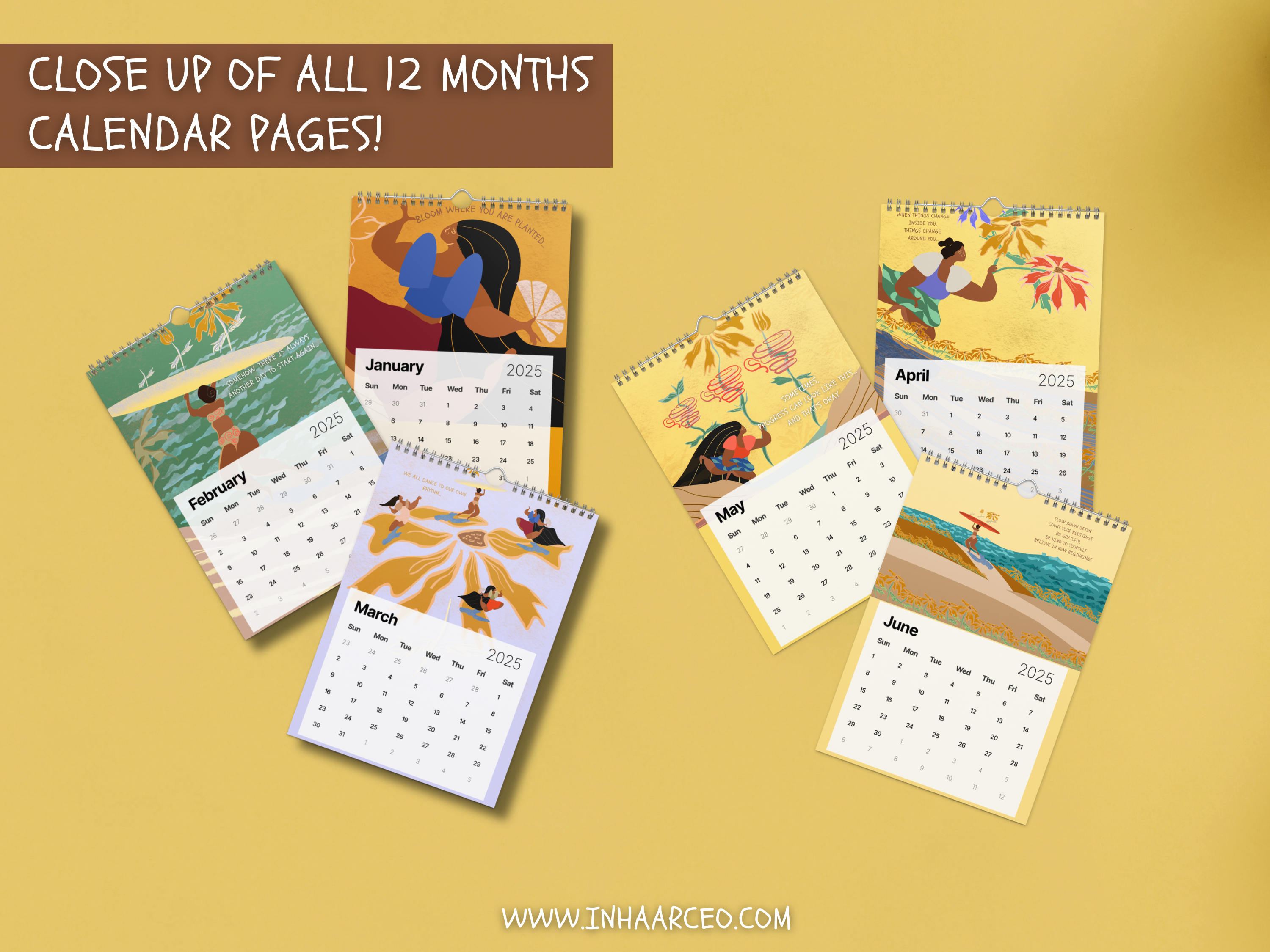 2025 Art Wall Calendar I Want to Heal and Grow (International Shipping)