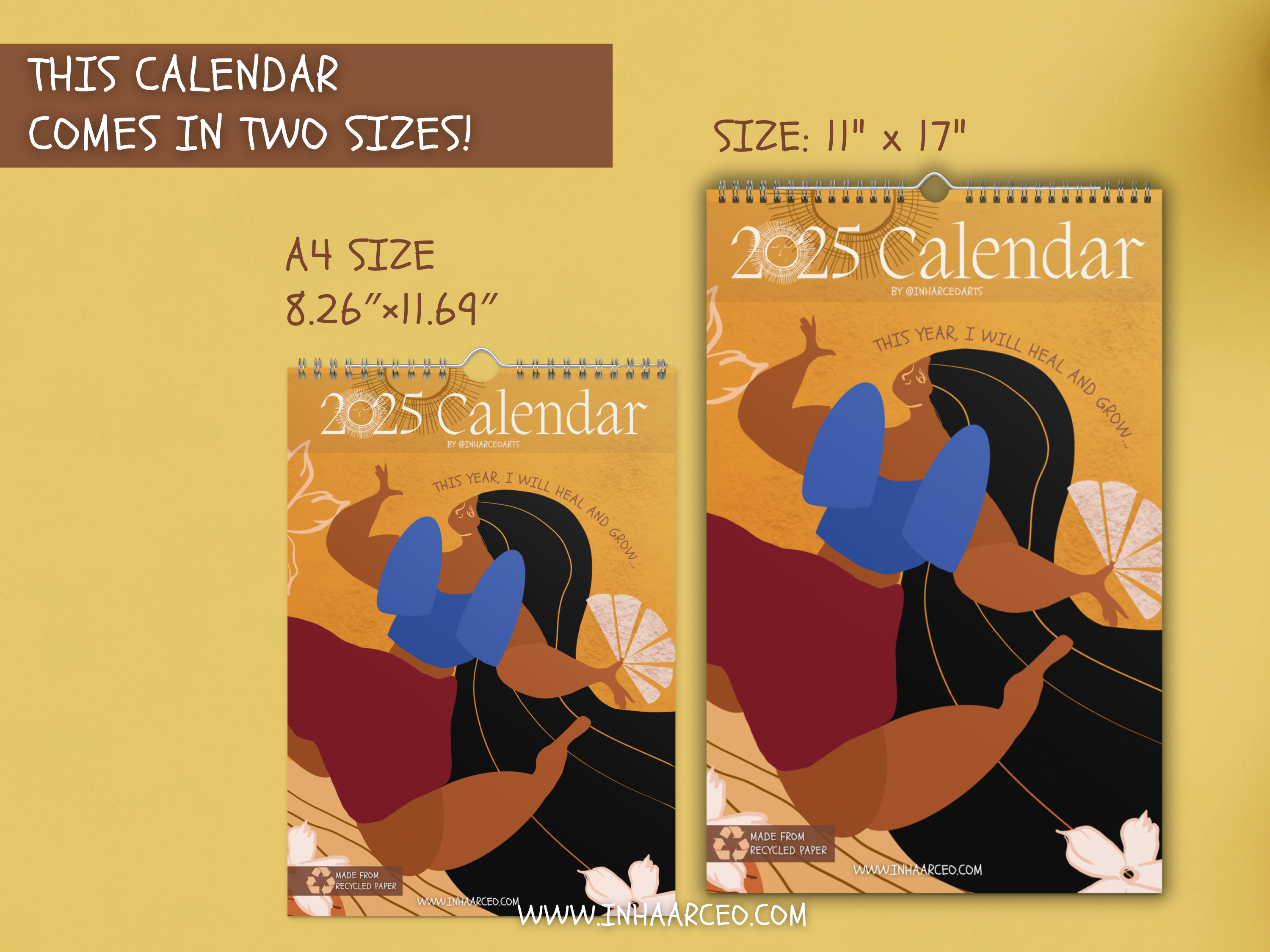 2025 Art Wall Calendar I Want to Heal and Grow (International Shipping)
