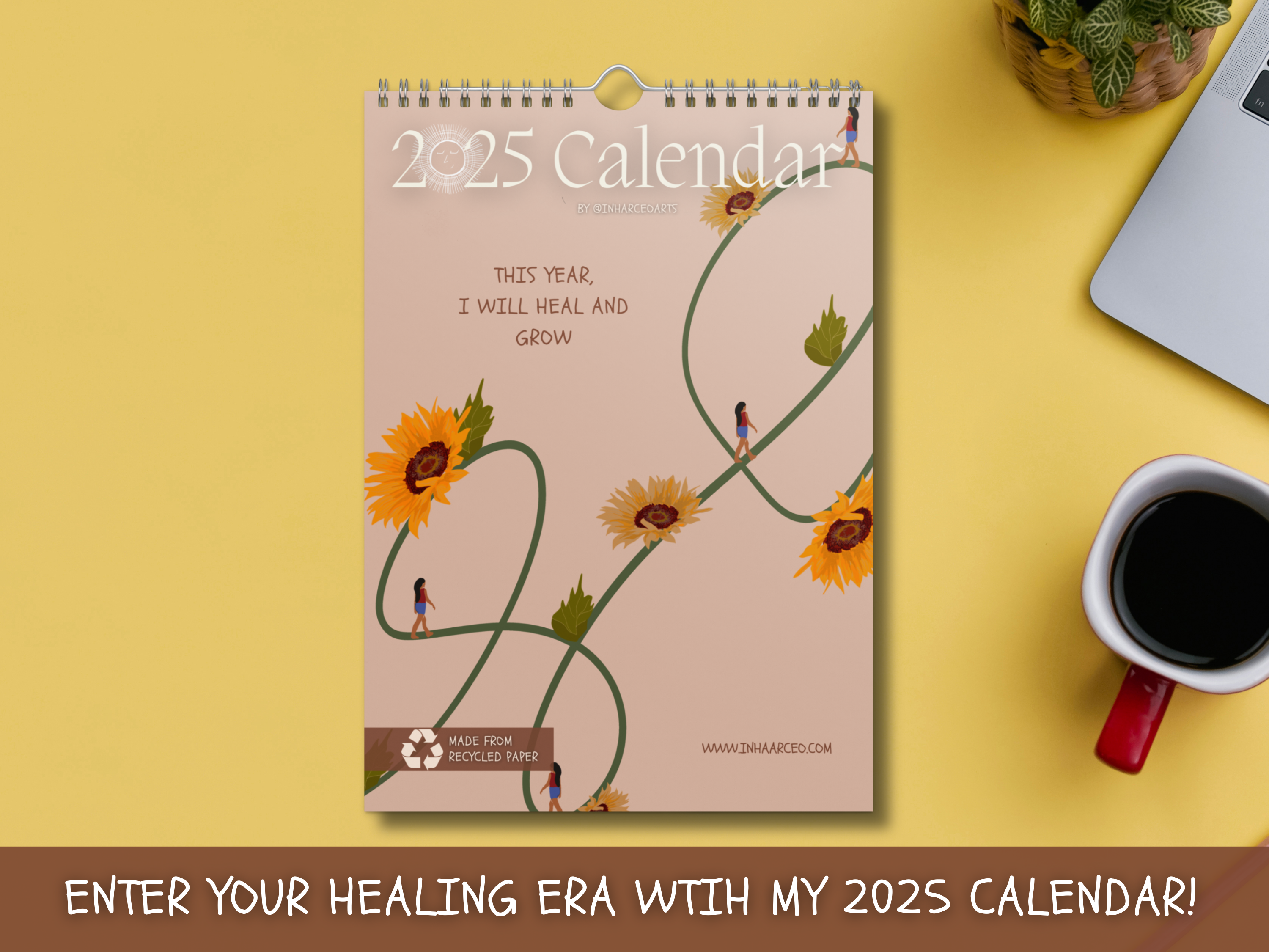2025 Art Wall Calendar I Want to Heal and Grow (International Shipping)