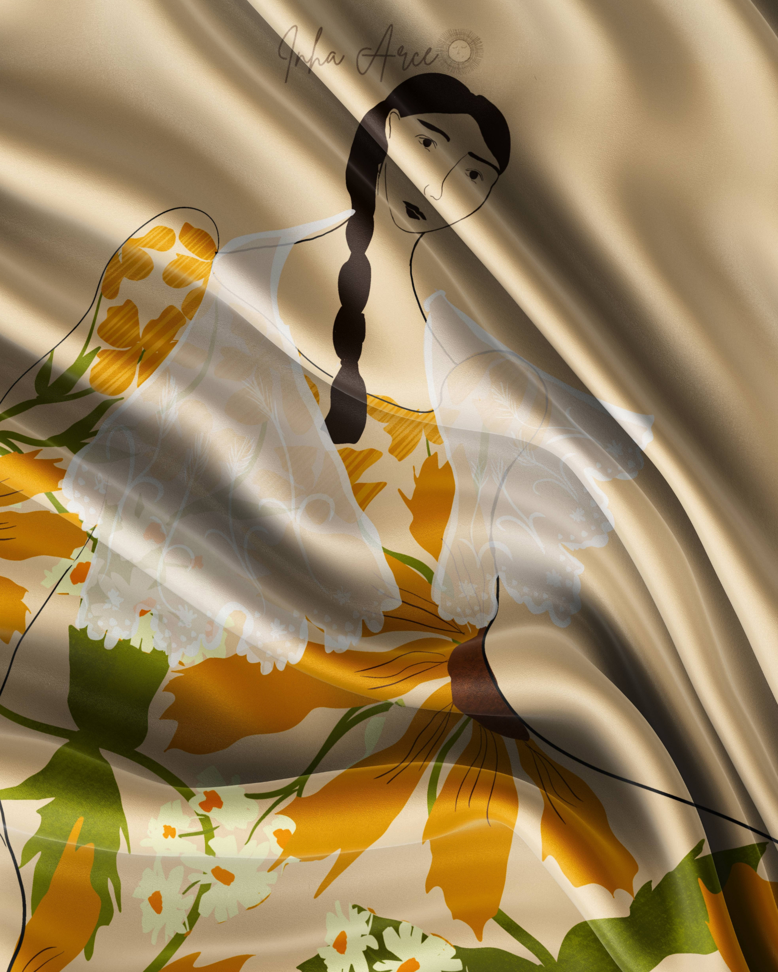 Sunflower Lady Silk Scarf