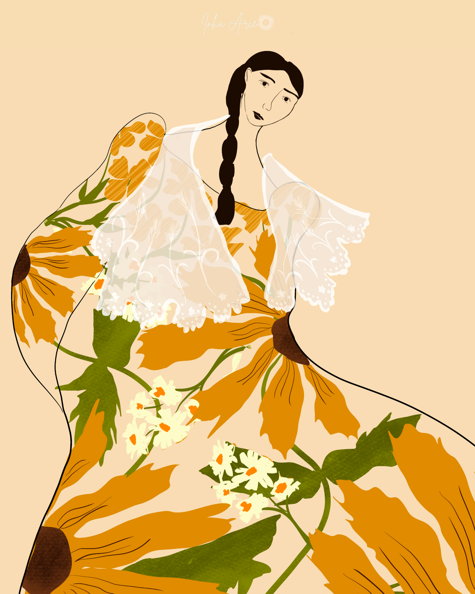 Sunflower Lady Silk Scarf