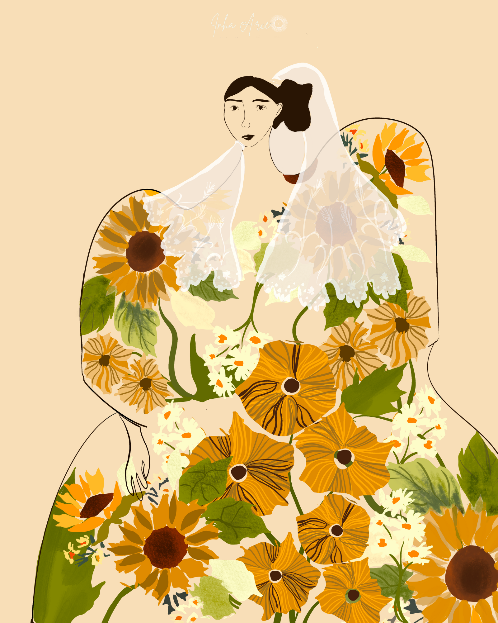 Sunflower Lady Silk Scarf