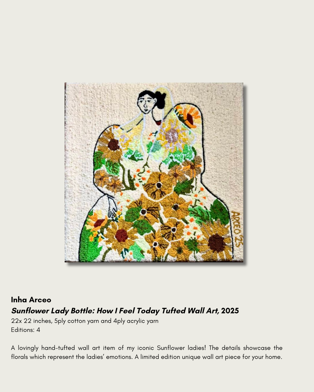 Sunflower Lady Bottle: How I Feel Today Tufted Wall Art, 2025
