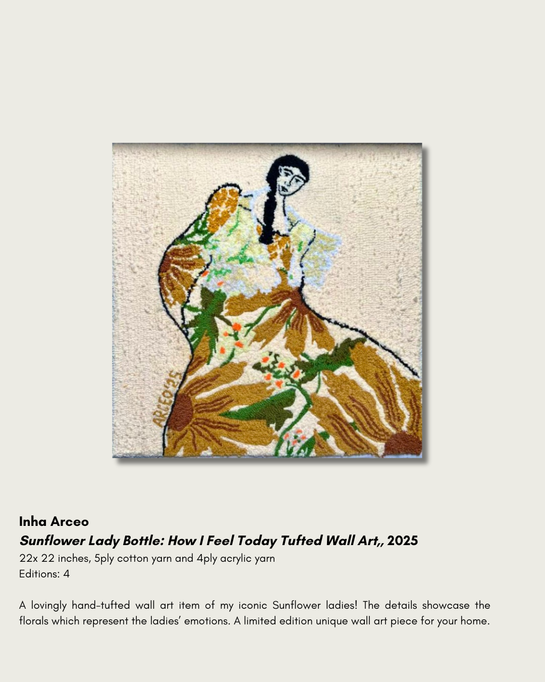 Sunflower Lady Bottle: How I Feel Today Tufted Wall Art, 2025