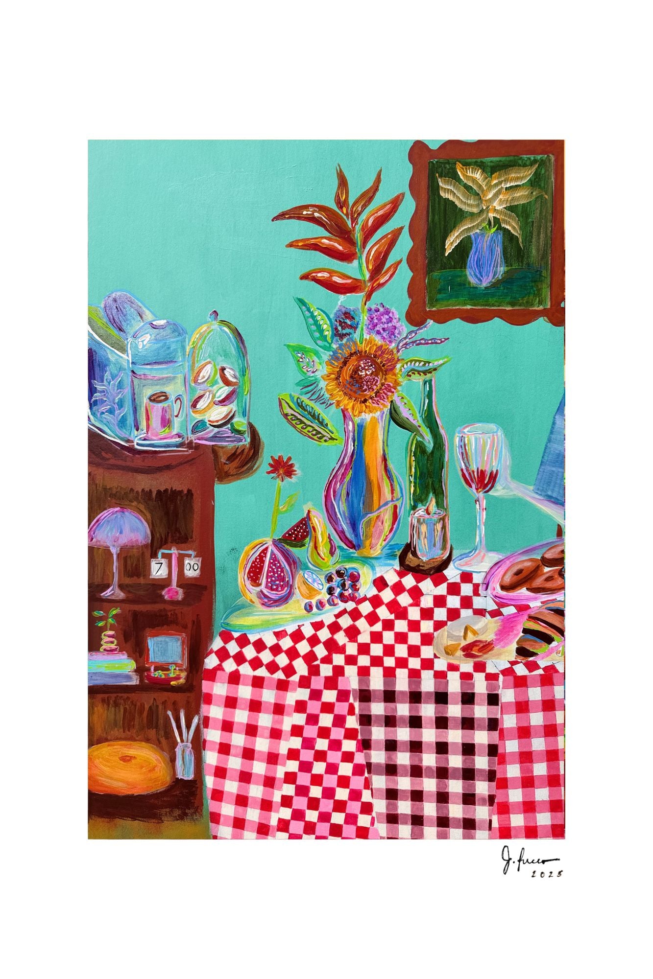 "Coffee, Wine, and Flowers" Framed Print
