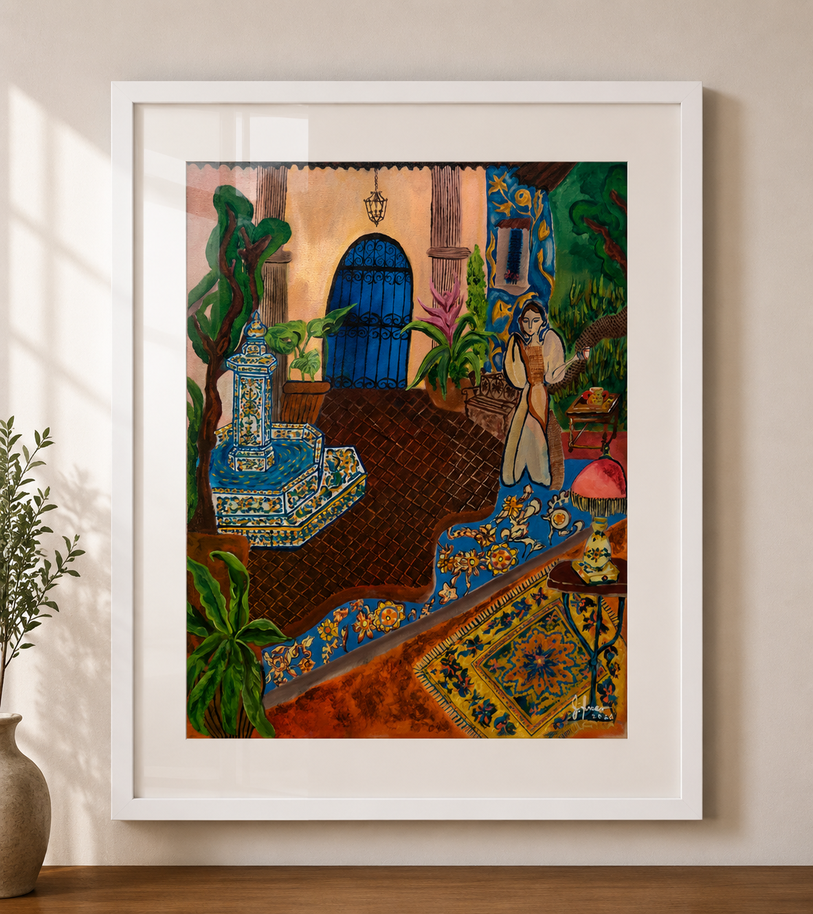 In Her Courtyard Framed Print