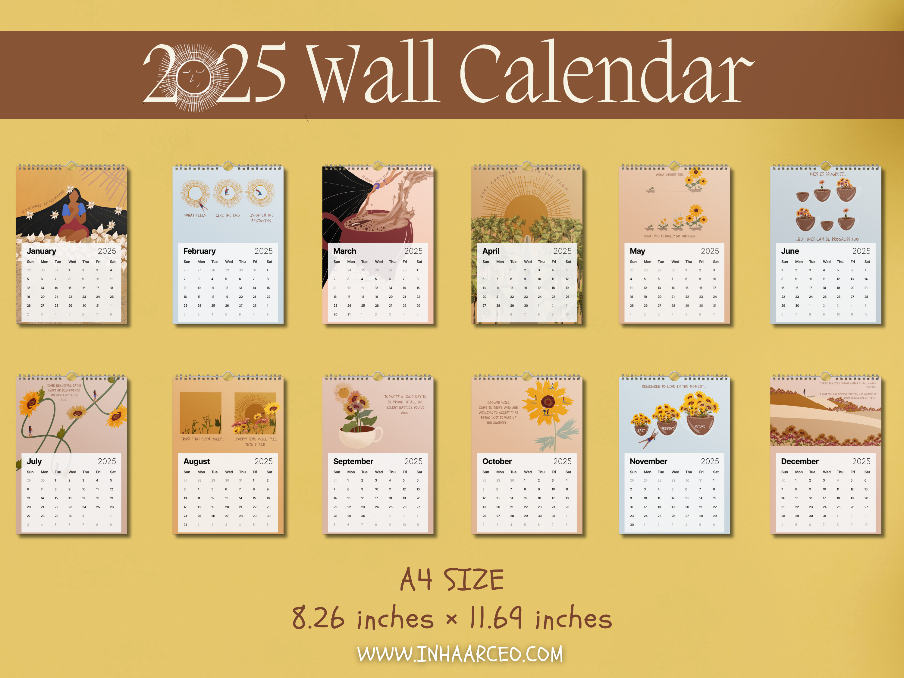 2025 Art Wall Calendar I Want to Heal and Grow (International Shipping)