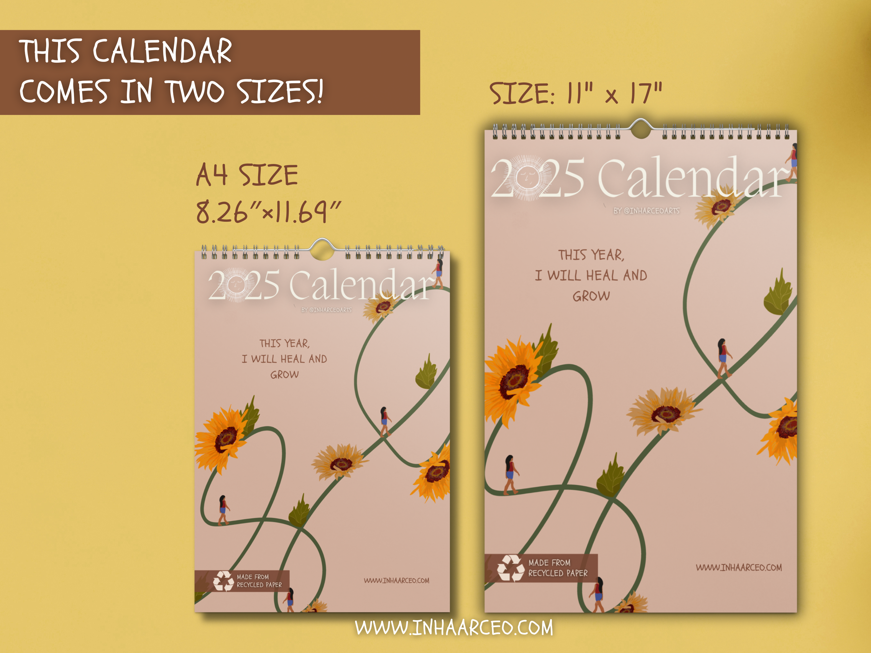 2025 Art Wall Calendar I Want to Heal and Grow (International Shipping)