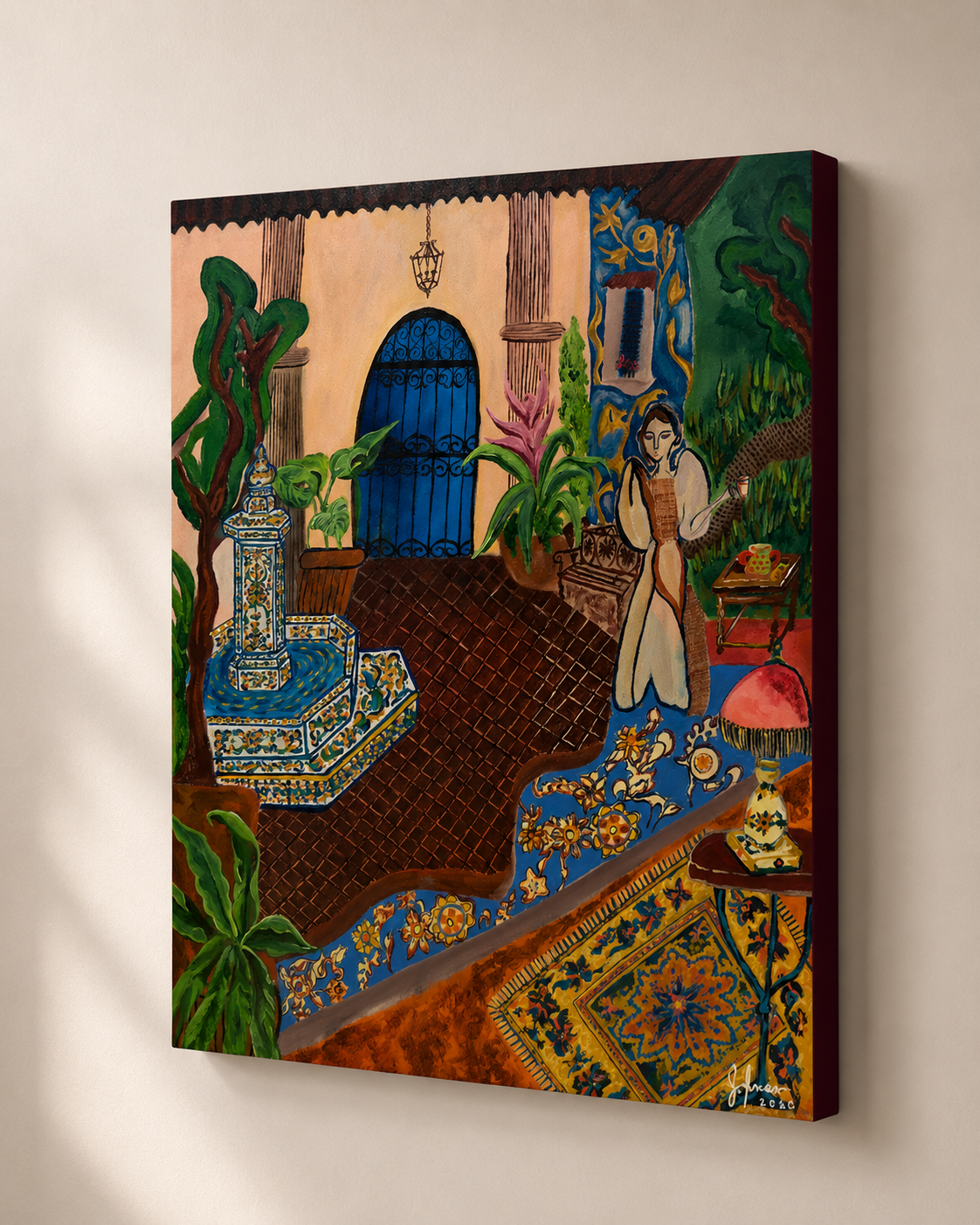 In Her Courtyard Framed Print