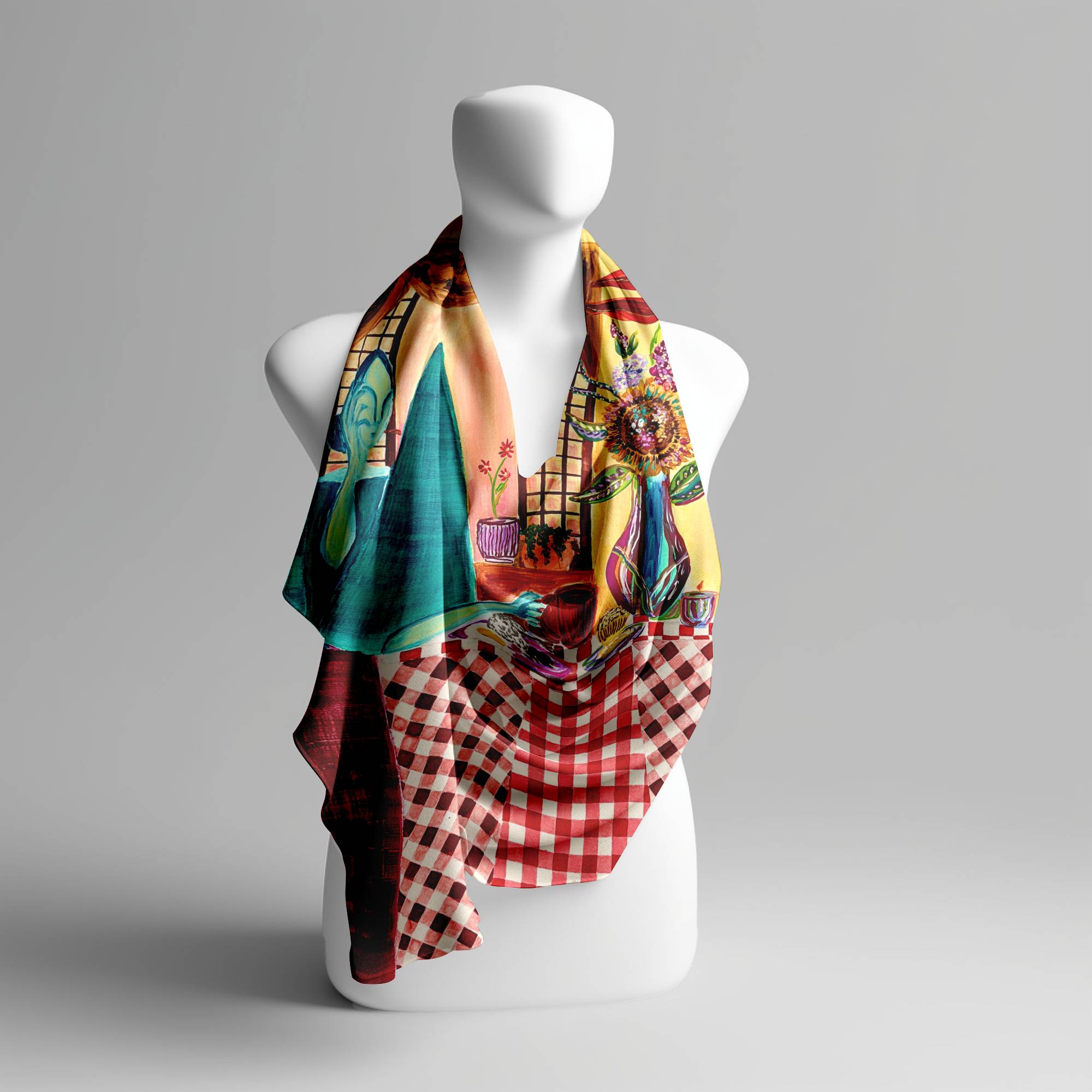 Breakfast Girl Silk Scarf
