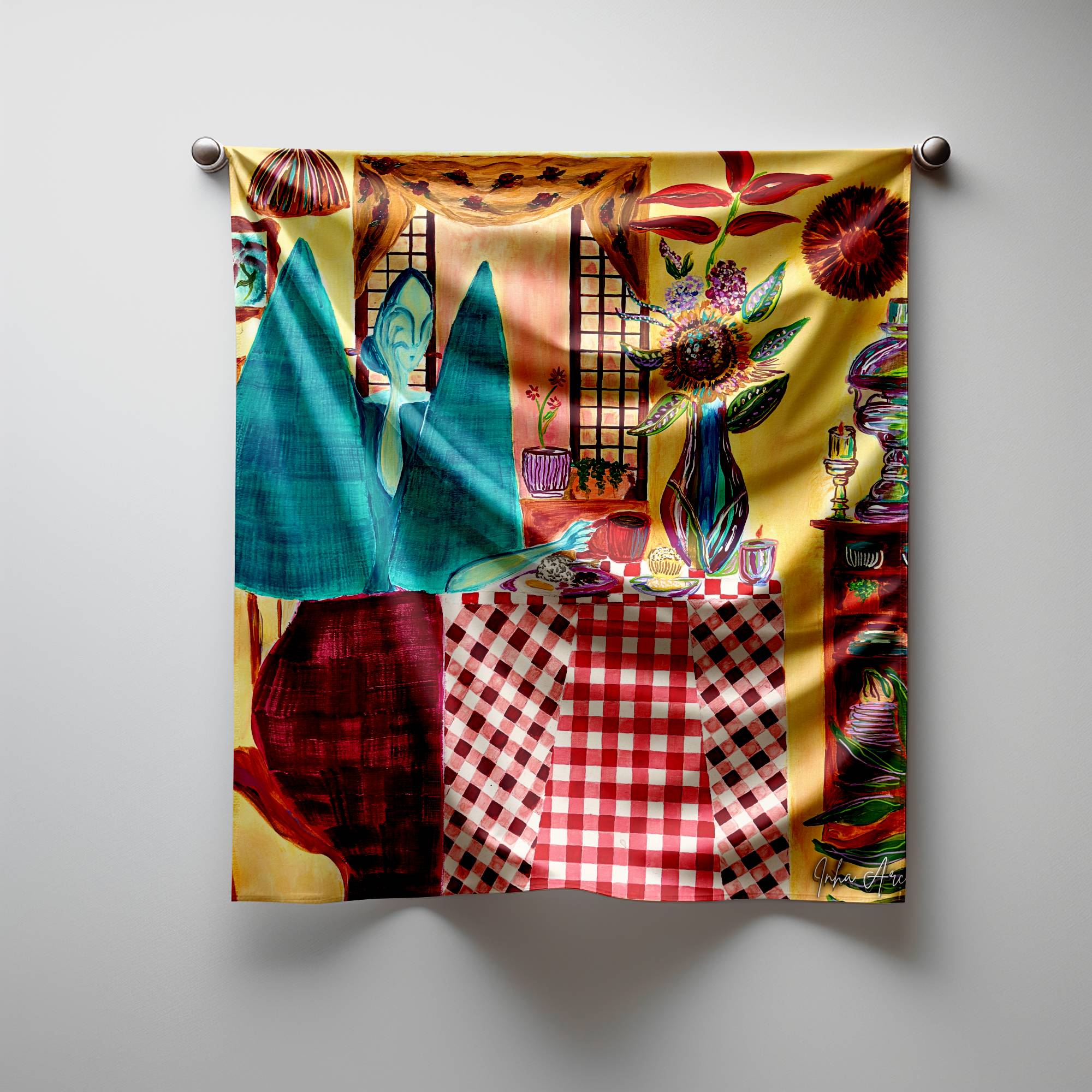 Breakfast Girl Silk Scarf