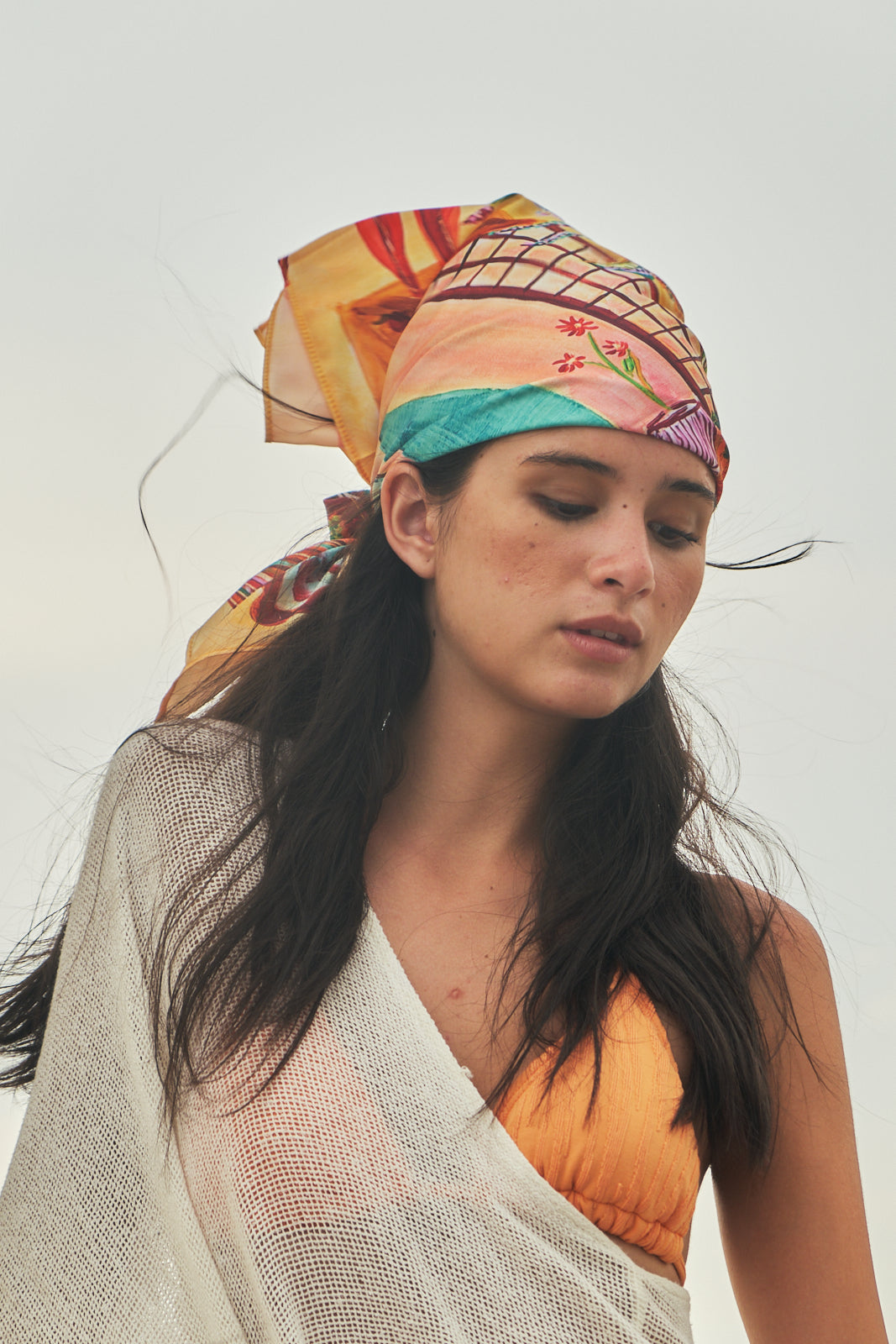Breakfast Girl Silk Scarf