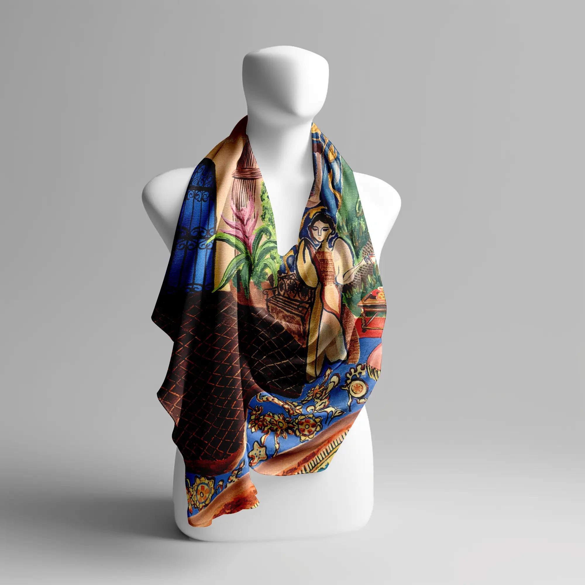 In Her Courtyard Silk Scarf