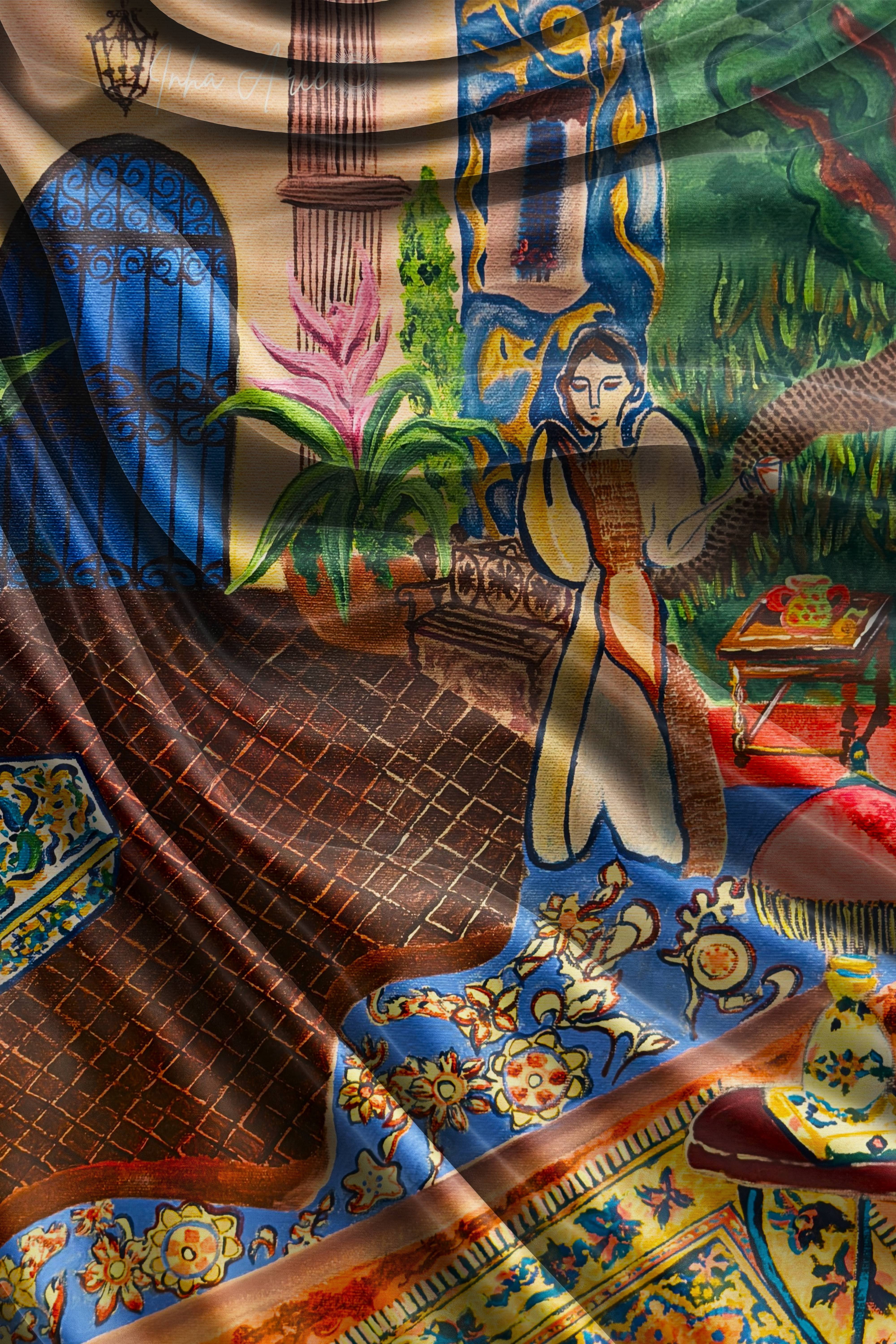 In Her Courtyard Silk Scarf