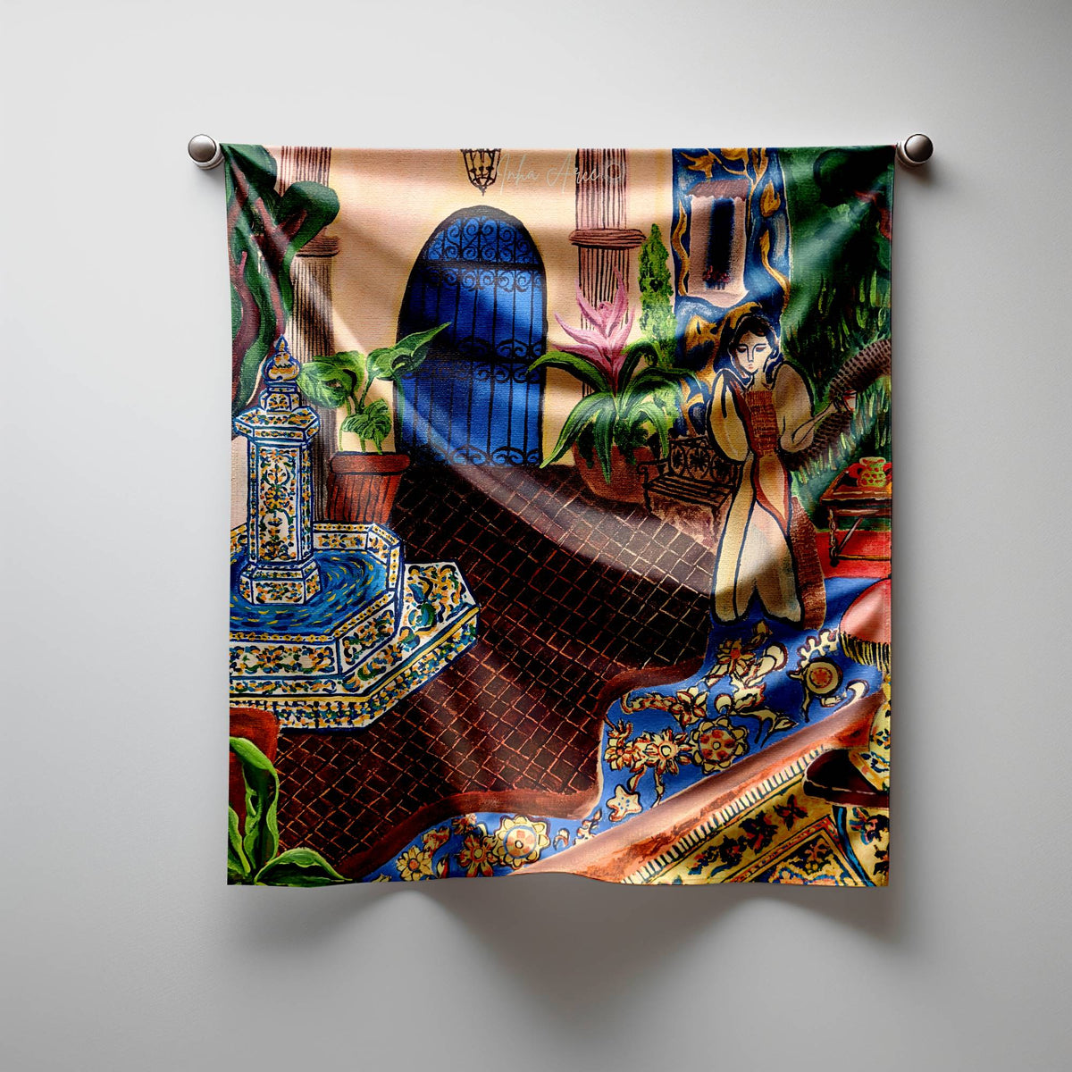 In Her Courtyard Silk Scarf