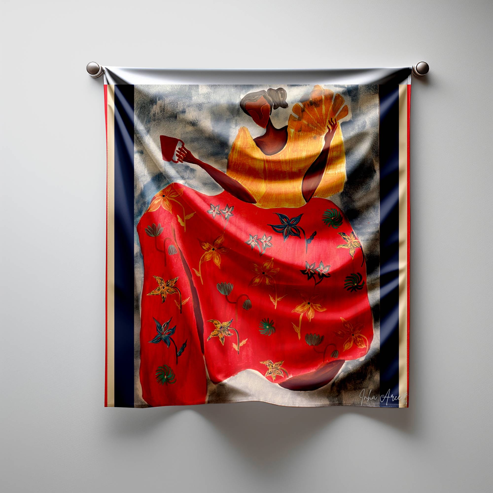 Pamaypay at Kape (Fan and Coffee) Silk Scarf