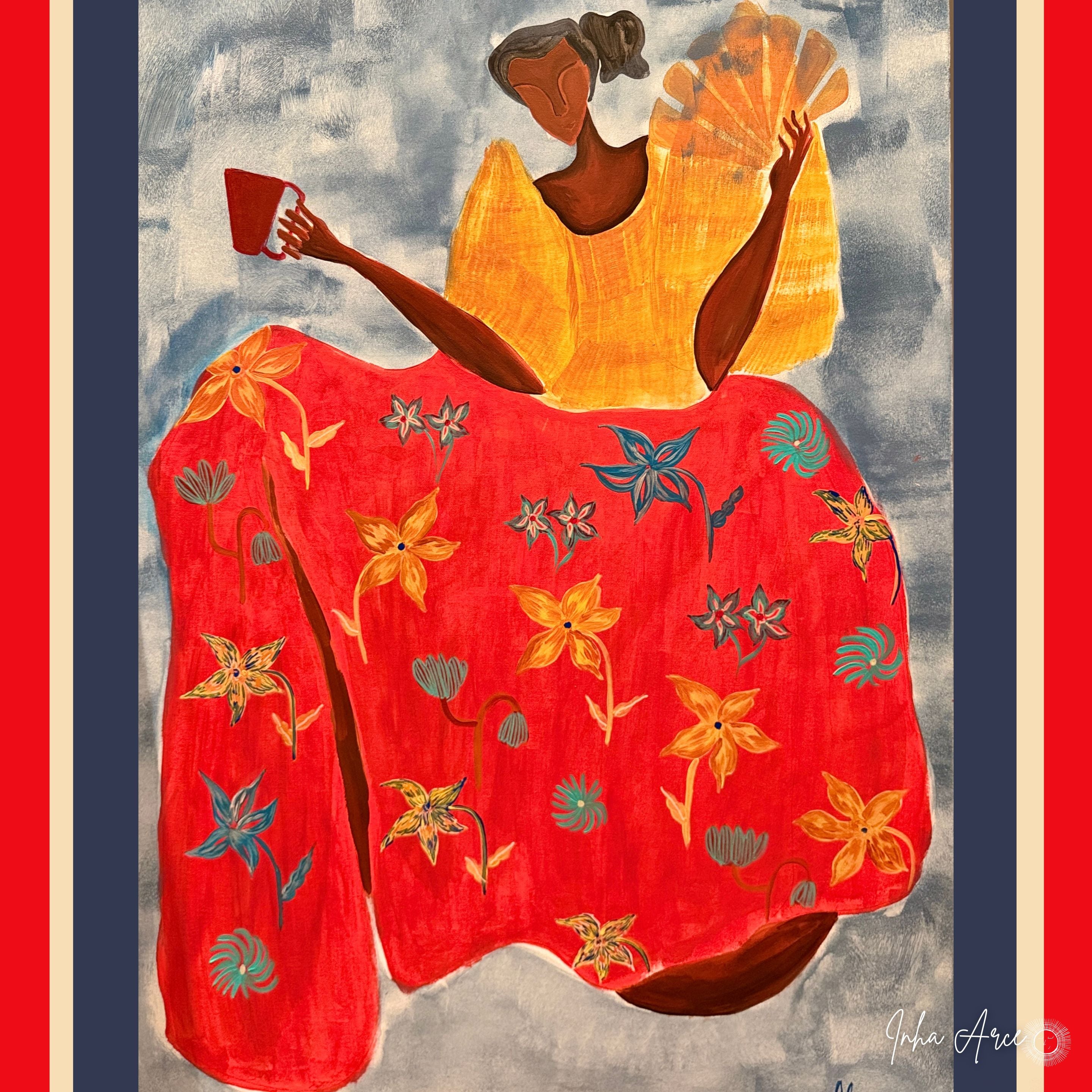 Pamaypay at Kape (Fan and Coffee) Silk Scarf