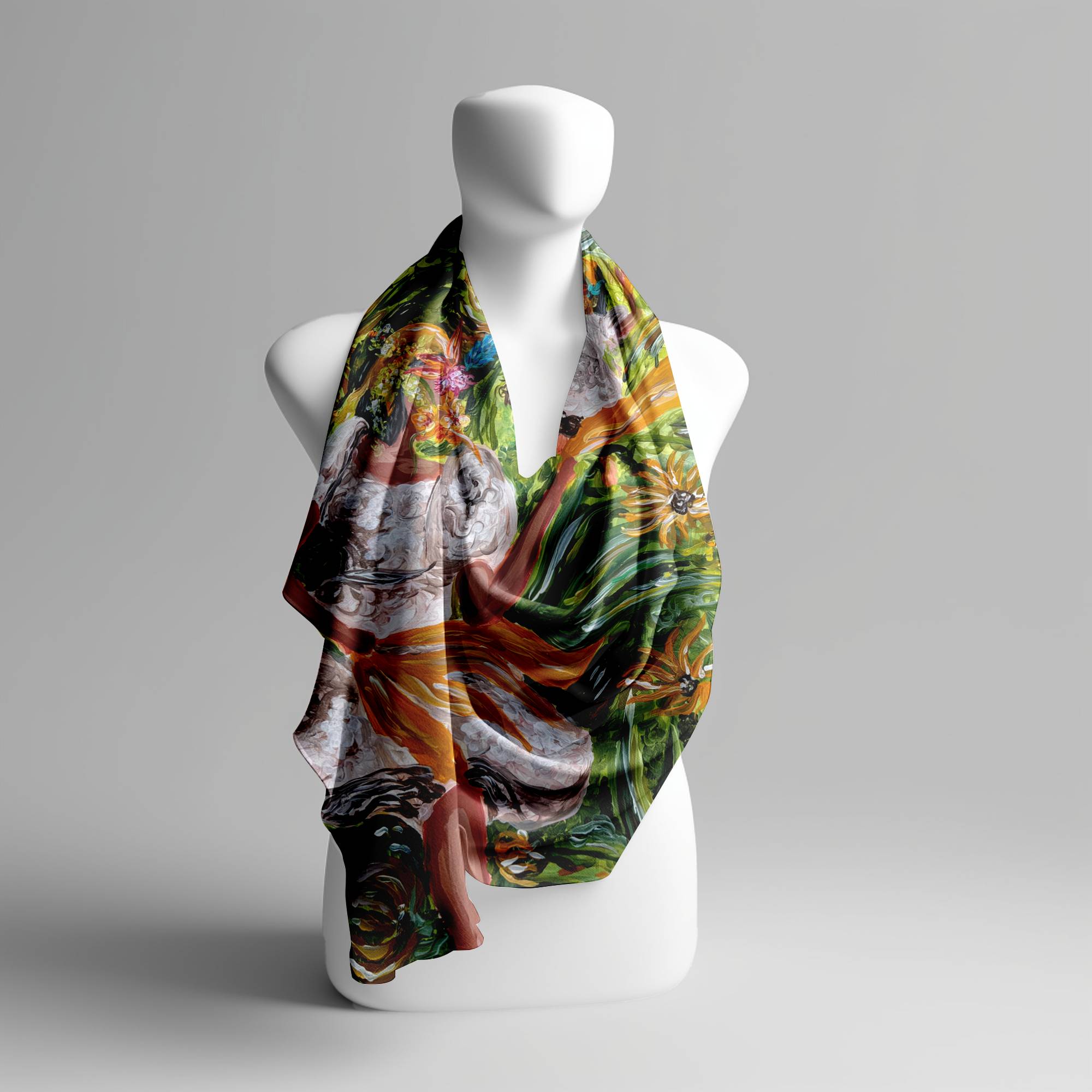 Sunflower Dance: Harvest Silk Scarf