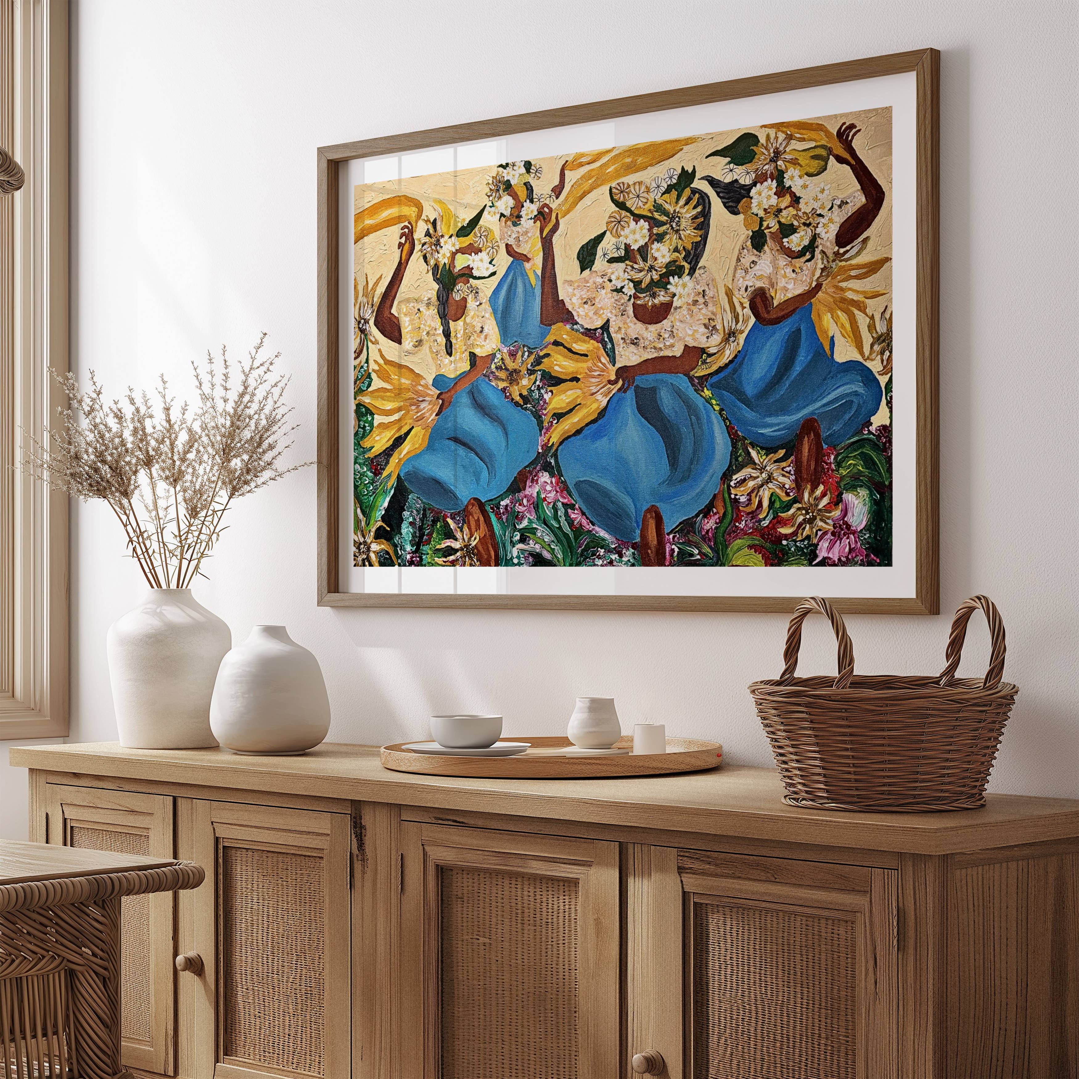 "Sunflower Dance" Framed Painting Print (Limited Print)